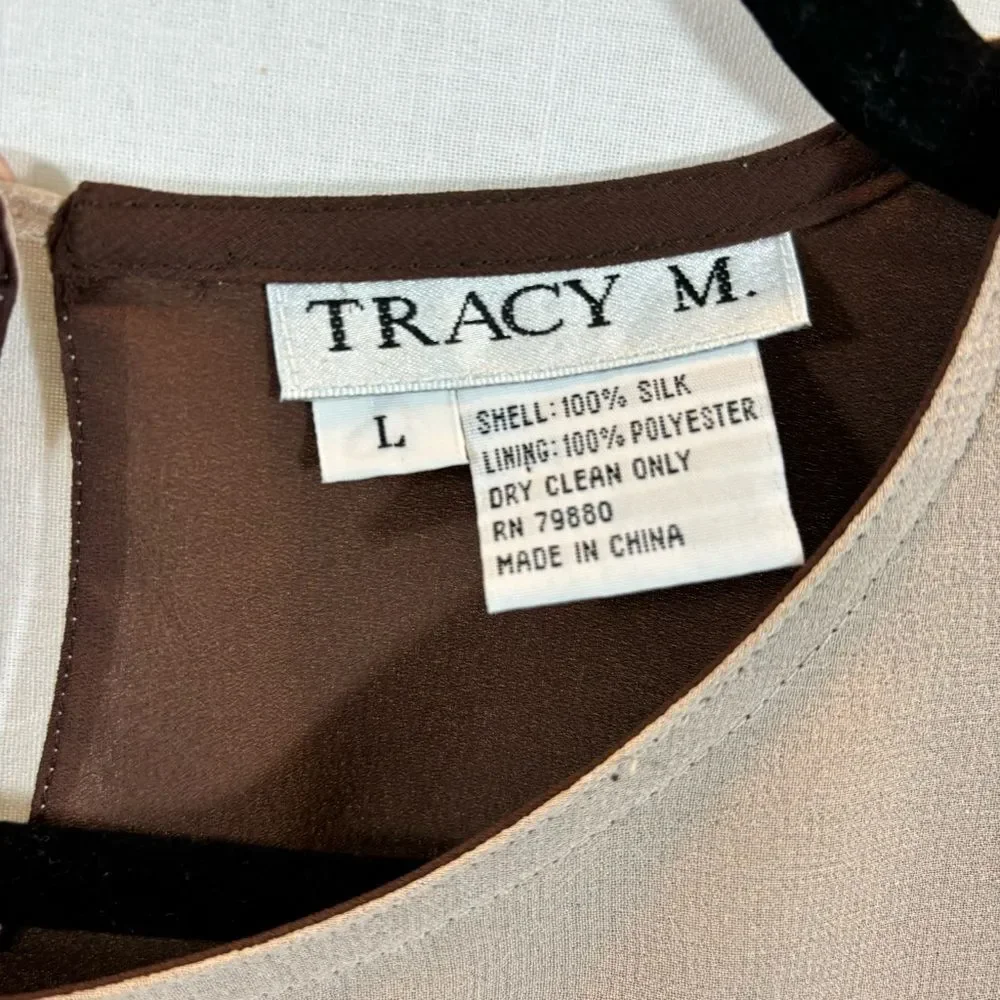 Vintage Ladies Tracey M. brand Ombré Brown Silk‎ Shift Dress Size Large - Picture 7 of 10